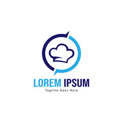 Chef logo template design with frame. minimalist chef logo vector illustration