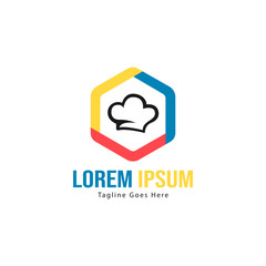 Chef logo template design with frame. minimalist chef logo vector illustration