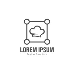 Chef logo template design with frame. minimalist chef logo vector illustration