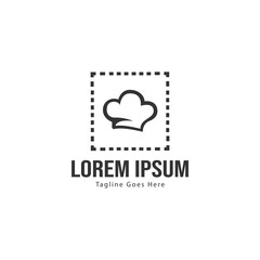 Chef logo template design with frame. minimalist chef logo vector illustration