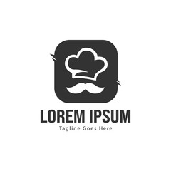 Chef logo template design with frame. minimalist Chef logo vector illustration