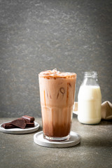 Iced chocolate milkshake drink