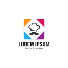 Chef logo template design with frame. minimalist Chef logo vector illustration