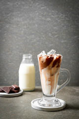 Iced chocolate milkshake drink