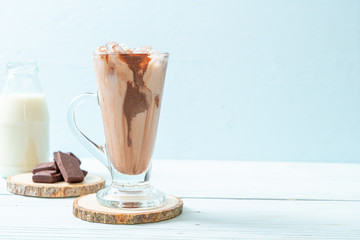 Iced chocolate milkshake drink