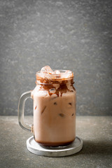 Iced chocolate milkshake drink