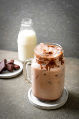 Iced chocolate milkshake drink