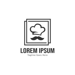 Chef logo template design with frame. minimalist Chef logo vector illustration