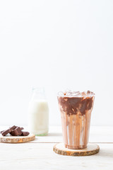 Iced chocolate milkshake drink