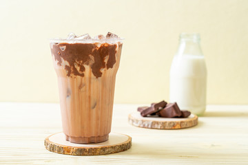 Iced chocolate milkshake drink