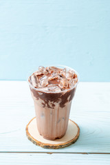 Iced chocolate milkshake drink