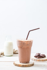 Iced chocolate milkshake drink