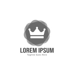 Crown logo template design with frame. minimalist crown logo vector illustration