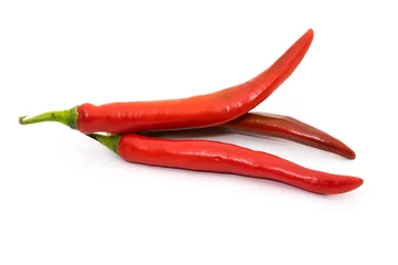 Fotobehang red hot natural chili pepper isolated © onairjiw