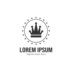 Crown logo template design with frame. minimalist crown logo vector illustration