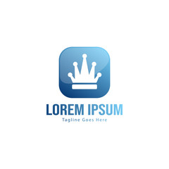 Fototapeta premium Crown logo template design with frame. minimalist crown logo vector illustration
