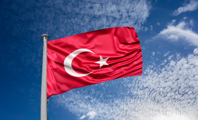 Turkish flag fluttering in the wind