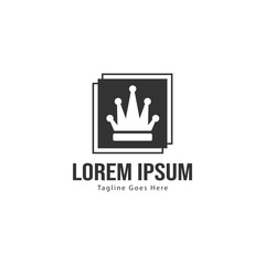 Crown logo template design with frame. minimalist crown logo vector illustration