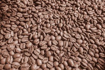 Fresh roasted coffee beans background
