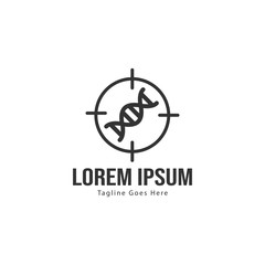 DNA logo template design with frame. minimalist DNA logo vector illustration