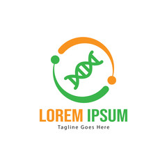 DNA logo template design with frame. minimalist DNA logo vector illustration