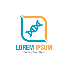 DNA logo template design with frame. minimalist DNA logo vector illustration