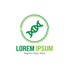 DNA logo template design with frame. minimalist DNA logo vector illustration