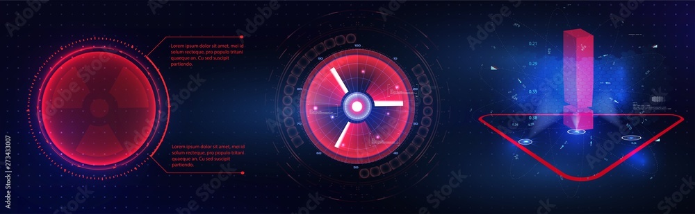 Poster hud gui futuristic element. set of circle abstract digital technology gui futuristic hud virtual int