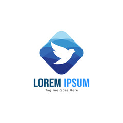 Dove logo template design with frame. minimalist dove logo vector illustration