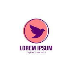 Dove logo template design with frame. minimalist dove logo vector illustration