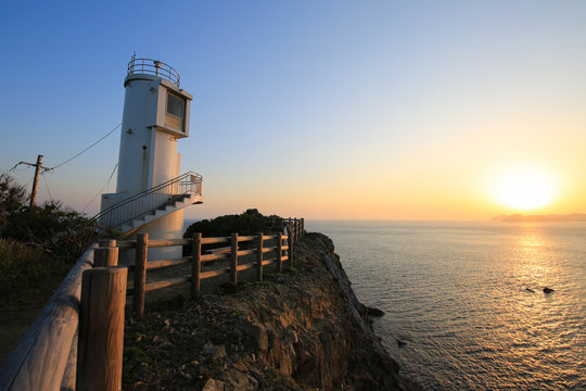 徳島県阿南市　朝の蒲生田岬灯台