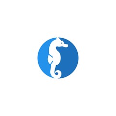 Seahorse negative space, sea animal vector logo icon template