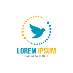 Fototapeta premium Dove logo template design with frame. minimalist dove logo vector illustration