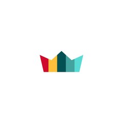 Color king, crown vector logo template
