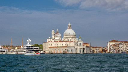 Fototapeta na wymiar Italy, Venice. The Cathedral of Santa Maria della Salute was erected on the Grand Canal in the Dorsoduro district as a sign of gratitude to God for the miraculous deliverance of Venice from the plague