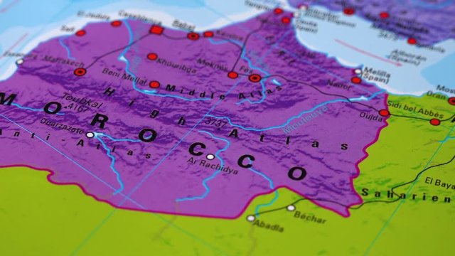 Morocco on a political map - closeup