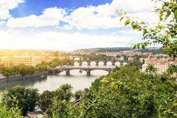 Fototapeta na wymiar The Bridges View in Prague in Czech Republic in a great mood