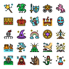 fairy tale color line pixel perfect icons