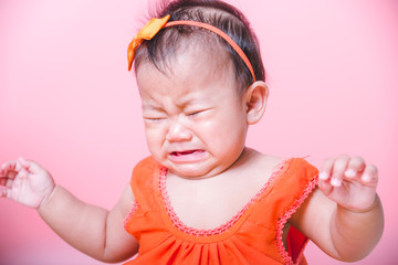 Asian girl baby face crying