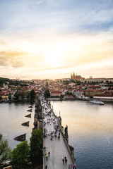 Fototapeta na wymiar Old Town Tower Bridge View to Prague Czech Republic