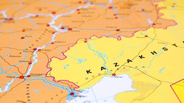 Kazakhstan on a political map - closeup