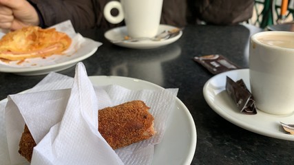 Breakfast with coffee and cake