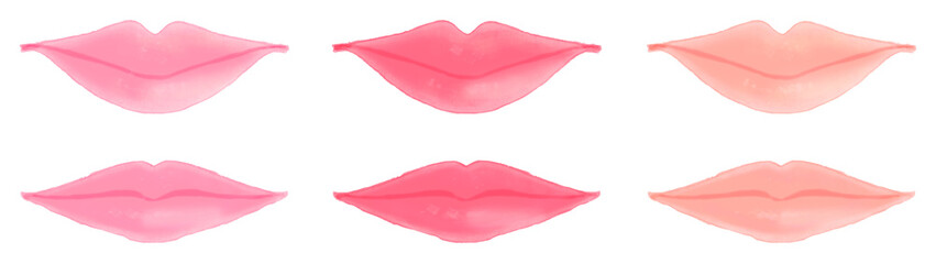 メイクアップした唇　ピンクリップ　赤リップ　オレンジリップ