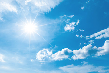 Obraz na płótnie Canvas Blue sky with clouds and sun