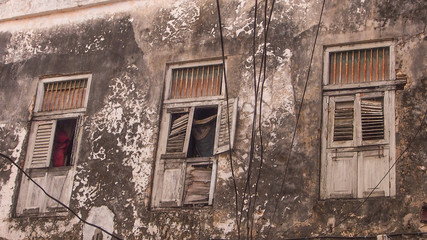 Brown walls and wooden windows Zanzibar