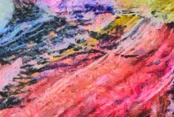 Abstract background in mixed colors. Oil and watercolor design elements. Design template for covers, posters and banners. Simple macro close-up paint brush strokes.