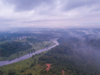Obraz premium Aerial view of Ruza river.