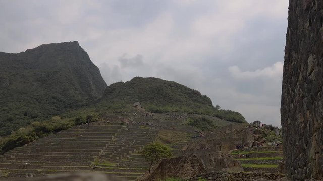 Timelaps of People visition Machu Picchu near Cusco in Peru, South America