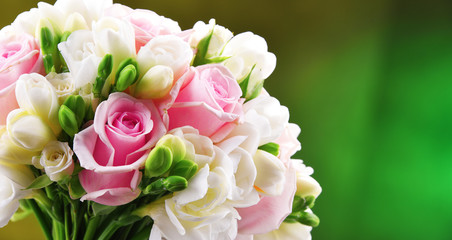 Composition with bouquet of freshly cut flowers