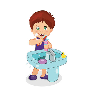 recommend clip art: Boy Teeth Brushing, Toddler Character Brush Teeth
